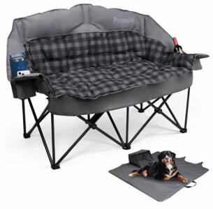 Pcuauld Double Camping Chair, Heavy Duty 900 lbs, 61" Wide, Folding, Waterproof, With Carry Bag (Shelf G)