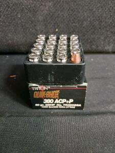 Triton Quik-Shok .380 ACP+P 90gr GSHP Ammo 20rd Box 1050fps High Velocity Nickel-Plated Brass