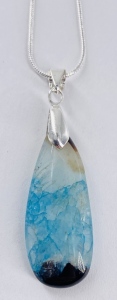 White/Blue/Black Druzy Agate Gemstone Necklace