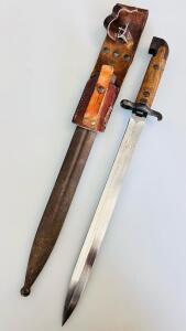 British Pattern 1888 Mk I Bayonet by J.A. Chapman with Scabbard and Leather Frog (19" Overall Length)