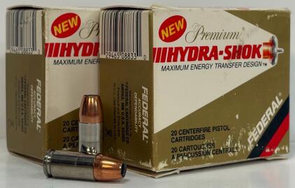 Federal Premium Hydra-Shok 9mm Luger 124gr JHP Ammunition, 40 Rounds