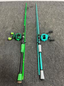 Two Rod and Reel Combos: OneBass CGR200ML & Turquoise Combo, (H)