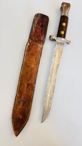 Pattern 1876 Martini-Henry Sword Bayonet with Leather Scabbard, Serial No. 646 (14" Overall Length)