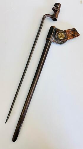 U.S. Model 1873 Socket Bayonet with Scabbard, 21" Overall Length, Triangular Blade