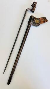 U.S. Model 1873 Socket Bayonet with Scabbard, 21" Overall Length, Triangular Blade