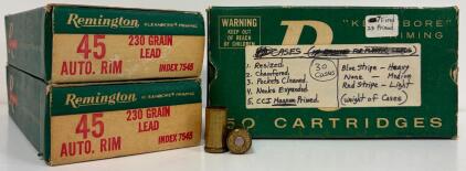 Remington .45 Auto Rim Brass&mdash;230 gr Lead, Mixed Fired/Primed, Index 7545, 150 Cases, CCI Primed