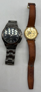 (1) Great Northwest Stainless Steel Caseback Watch (1) Waltham Watch