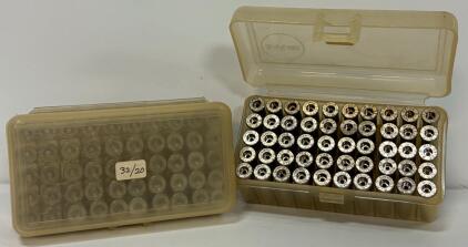 (100) .32-20 Winchester Brass Cases, Nickel Plated, WIN & R-P Headstamps, Reloading Trays