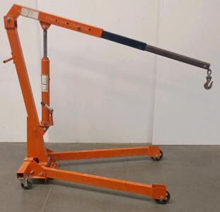 1 Ton Folding Hydraulic Engine Hoist, 86.6" Max Lift Height, 57.1" Boom Reach, Orange