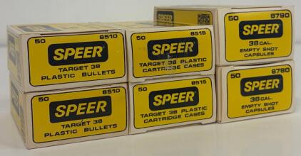 (6) Boxes Speer .38 Caliber Plastic Training Components &ndash; Bullets, Cases, and Shot Capsules