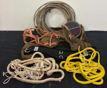 Complete Horse Tack Lot with Champion Decker Cinch, Lariat, Saddlebag, Halter, Canteen, Pad (Shelf G)