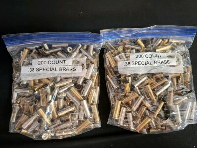 .38 Special Brass Cartridge Casings, 400 Pieces, Cleaned, Mixed Headstamps