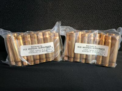 .358 Norma Magnum Brass Cases (40) &ndash; Old Western Scrounger, Boxer Primed, Reloadable