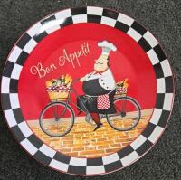 Bistro Chef Pattern Ceramic 17-Piece Plate & Bowl Set, Multicolor, Whimsical Checkered Design - 2