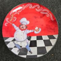Bistro Chef Pattern Ceramic 17-Piece Plate & Bowl Set, Multicolor, Whimsical Checkered Design - 4