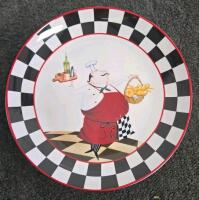 Bistro Chef Pattern Ceramic 17-Piece Plate & Bowl Set, Multicolor, Whimsical Checkered Design - 6