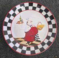 Bistro Chef Pattern Ceramic 17-Piece Plate & Bowl Set, Multicolor, Whimsical Checkered Design - 7