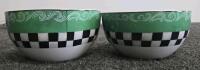 Bistro Chef Pattern Ceramic 17-Piece Plate & Bowl Set, Multicolor, Whimsical Checkered Design - 10