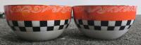 Bistro Chef Pattern Ceramic 17-Piece Plate & Bowl Set, Multicolor, Whimsical Checkered Design - 11