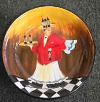Bistro Chef Pattern Ceramic 17-Piece Plate & Bowl Set, Multicolor, Whimsical Checkered Design - 15