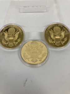 (3) Golden United States of America Collectors Coins