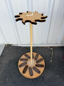 Freestanding Wooden Gun Stand with 10 Slots, 24.5" Height, 15.5" Diameter