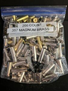 .357 Magnum Brass Casings, 200 Pieces, Mixed Headstamps, Cleaned
