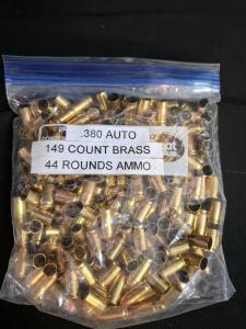.380 Auto Ammunition & Spent Brass &ndash; 44 Live Rounds, 149 Casings