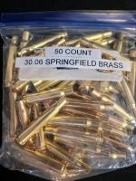 50x .30-06 Springfield Brass Cartridge Cases, Cleaned, Deprimed, Boxer Primed, 2.494" Length