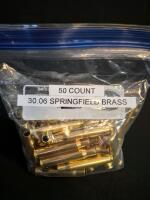 50x .30-06 Springfield Brass Cartridge Cases, Cleaned, Deprimed, Boxer Primed, 2.494" Length - 2