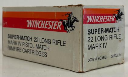 Winchester Super-Match Mark IV .22 LR Rimfire 500 Rounds (10x50), SM22LR4, Match Pistol Ammo