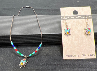 Turtle Earrings and Necklace