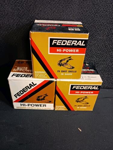 Federal Hi-Power 28 Gauge 2 3/4" #8 Shot 7/8oz 25 Rounds per Box (3 Boxes, 75 Total)