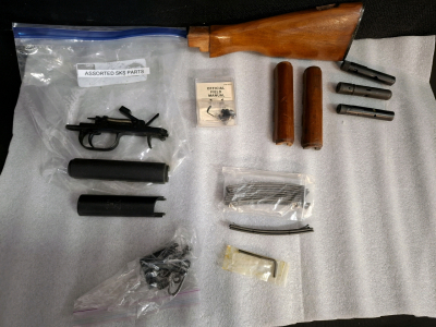Mixed lot. Assorted Sks parts, wood stock. Shelf C