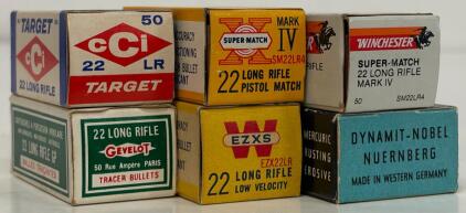 Vintage Collectible .22 Long Rifle Ammunition Boxes (Assorted Brands & Types)