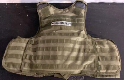 Olive Drab Tactical Plate Carrier Vest w/ MOLLE Webbing, Med/Lg, Modular Adjustable Design