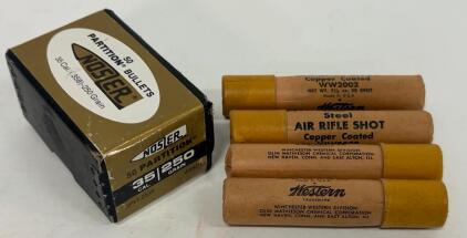 Nosler Partition 35 Cal .358 250 Grain Spitzer Bullets (50 ct) & 4 Winchester WW2002 BB Shot Tubes