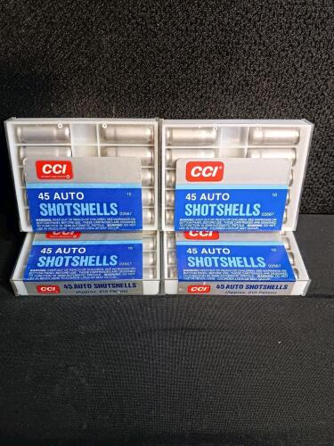 CCI .45 Auto Shotshell Ammo, 4 Boxes, 40 Rounds, Approx. 210 Pellets Per Shell, Semi-Auto Use