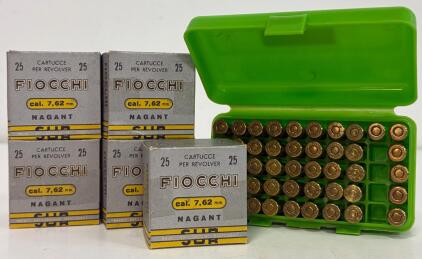 Fiocchi 7.62mm Nagant Revolver Ammunition, 97gr FMJ, 150 Rounds