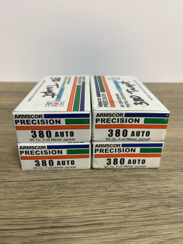 Armscor Precision .380 Auto 95gr FMJ, 200 Rounds, Brass Casing, Target Practice Ammo