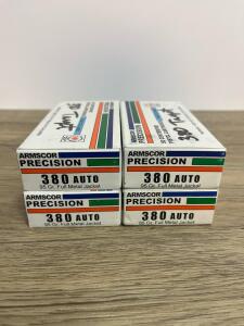 Armscor Precision .380 Auto 95gr FMJ, 200 Rounds, Brass Casing, Target Practice Ammo