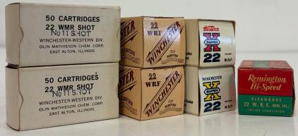 Vintage Winchester, Remington .22 WRF & .22 WMR Shot 50rd Ammo Boxes &ndash; Super X, Hi-Speed, Kleanbore