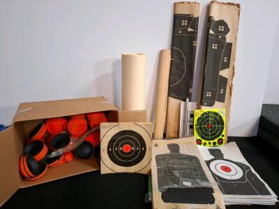 Large Lot Remington Clay Pigeons, Paper Silhouette & Bullseye Targets, Reactive Glow Shot. ( shelf D)