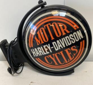 Harley-Davidson 24" Double-Sided Illuminated Wall Sign, Classic Bar & Shield, Live to Ride - Works - ( E )