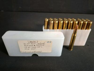 .30-06 Springfield SL57 Brass Handloads, 110gr Sierra HP, IMR 4064, 20 Rounds, 1957 Cases