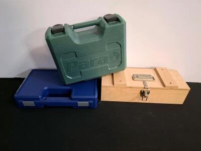 Lot of Three Used Handgun/Pistol Storage Cases - Para, Plumm Gun Mfg, and Generic Blue( shelf B)
