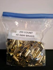 200x .40 S&W Brass Casings Cleaned Tumbled Mixed Headstamp Reloading Brass - Boxer Primed( shelf H)