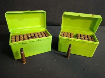 98x .30-06 Springfield Brass Cases in 2 CASE-GARD 50 Ammo Boxes &ndash; Reloading Components