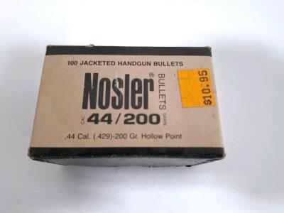 Nosler .44 Cal 200gr JHP Bullets, 100 Count, Product Code 42060