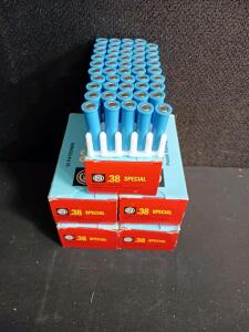 .38 Special Plastic Training Ammunition &ndash; 250 Rounds, Blue Case, Original Boxes